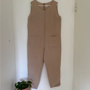 OFFON Clothing Beige Sleeveless Utility Jumpsuit M/L
